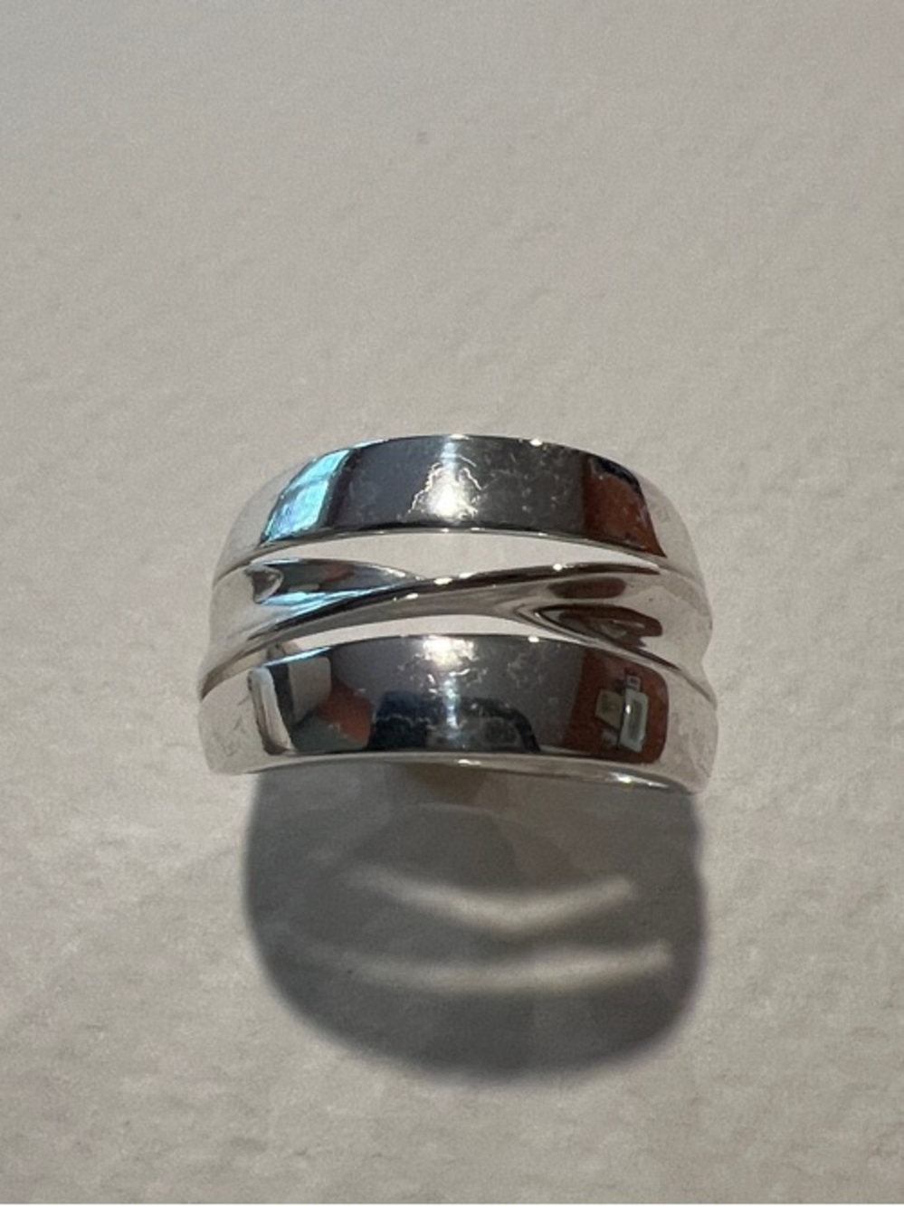 Sterling Silver Wide Crossover Band Ring